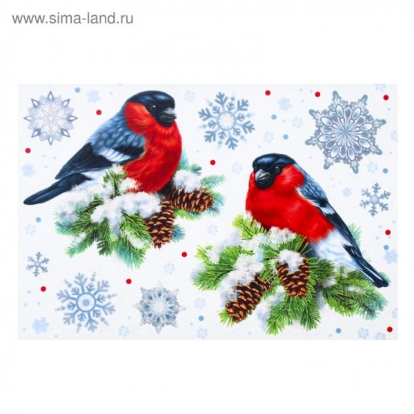 Новогодние наклейки Снегири