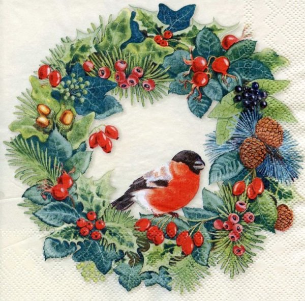 Новогодние птички для декупажа