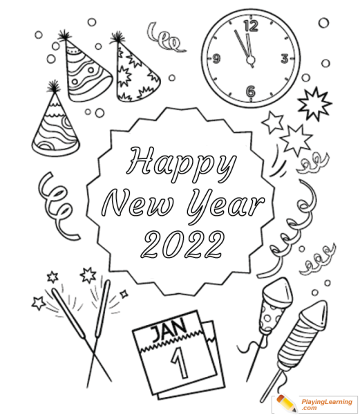 Happy New year раскраска