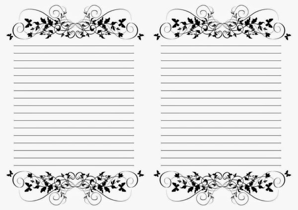 Красивый лист для письма черно белый
