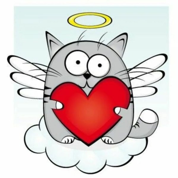 Кот мультяшный с сердцем