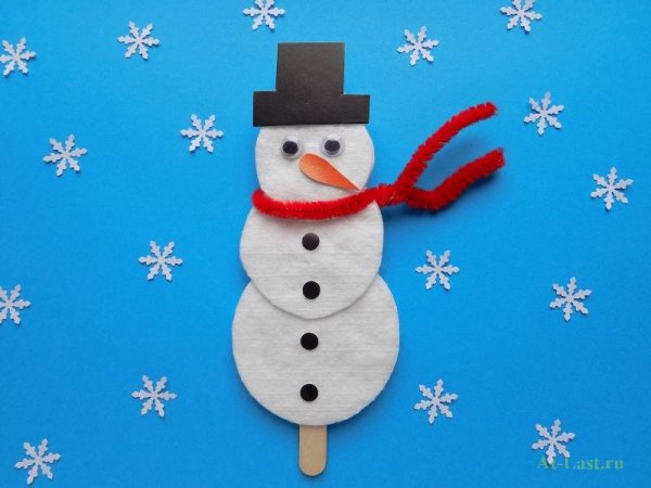 Снеговик из ватных дтско