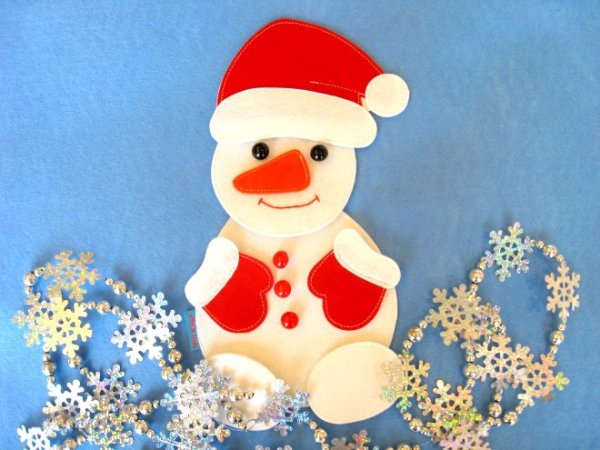 Снеговик из ватных дисков объемный