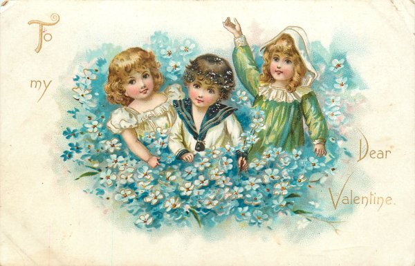 Винтаж девочка с незабудками