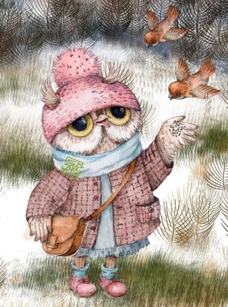 Инга Измайлова Сова с бабочкой