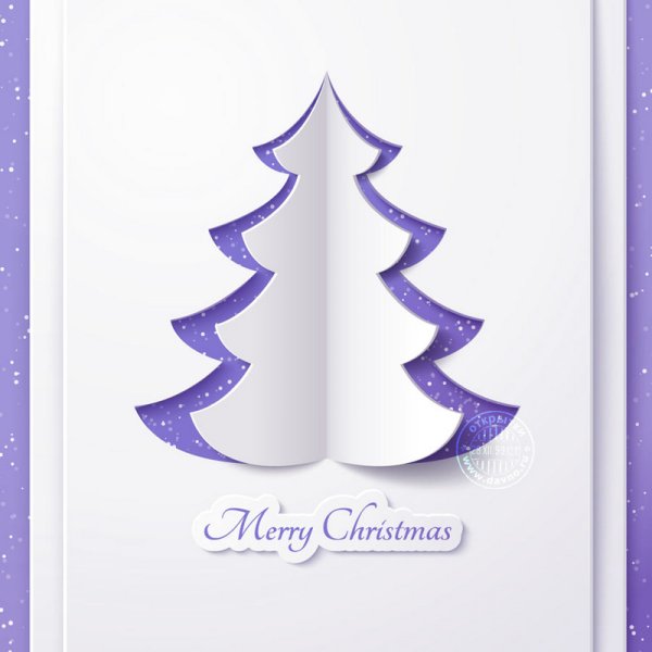 Объемная елка из бумаги для открытки