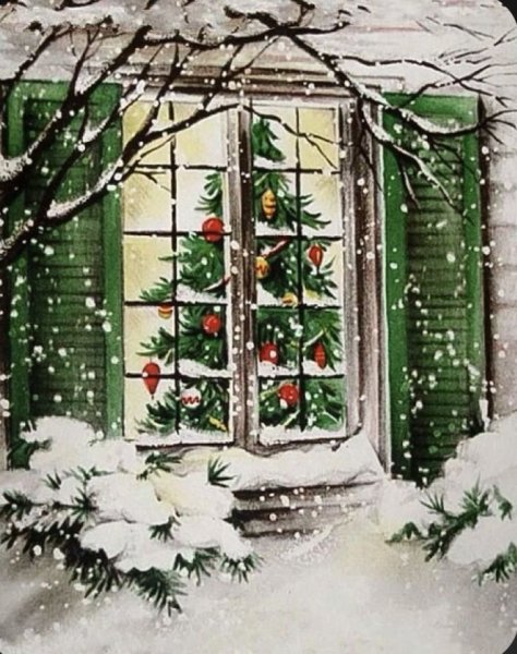 Новогодняя открытка окно