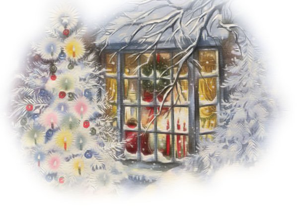 Зимний дом на окно