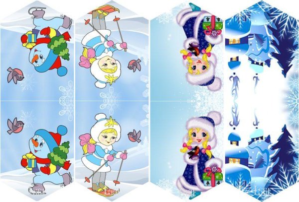 Новогодние флажки Снеговики