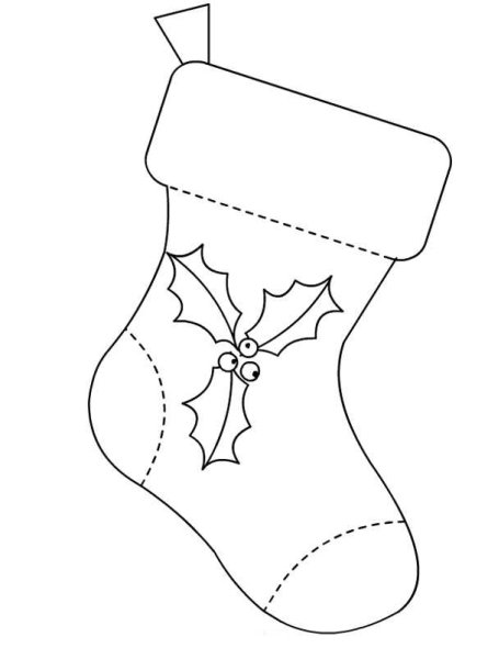Носок для подарков трафарет
