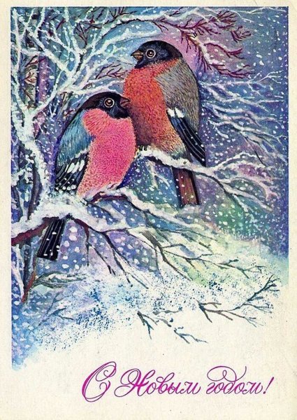 Советские открытки птички