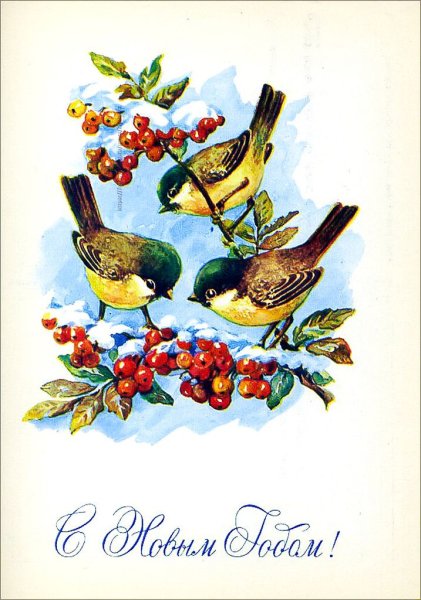 Советские открытки птички