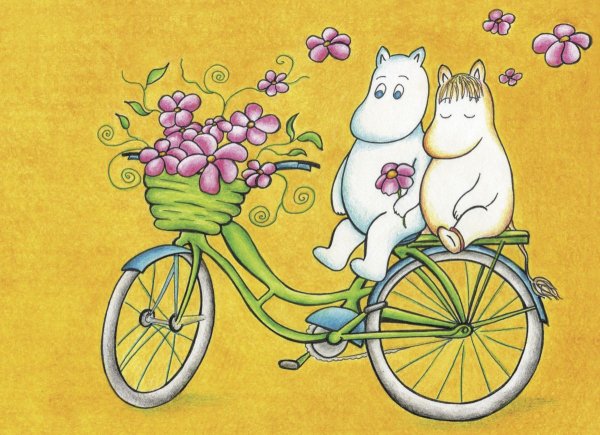 Муми-троль на велосипеде