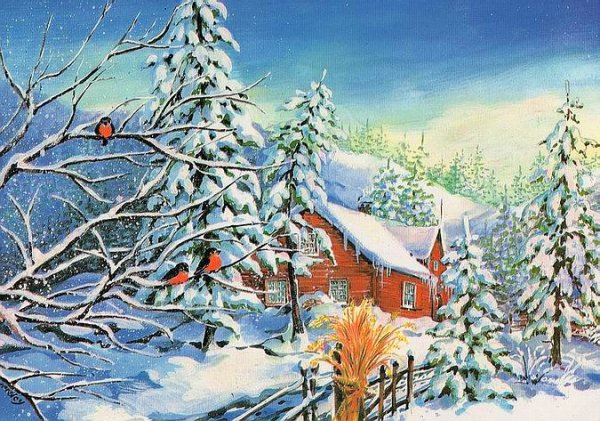 Новогодние открытки с пейзажами