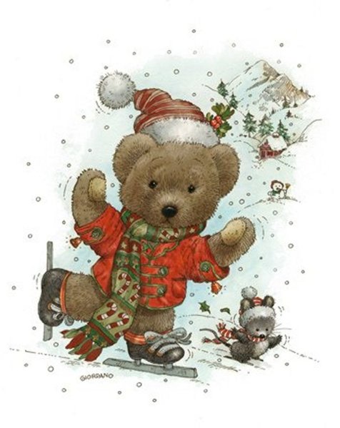 Новогодние открытки с медвежатами