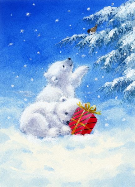 Новогодний белый медведь