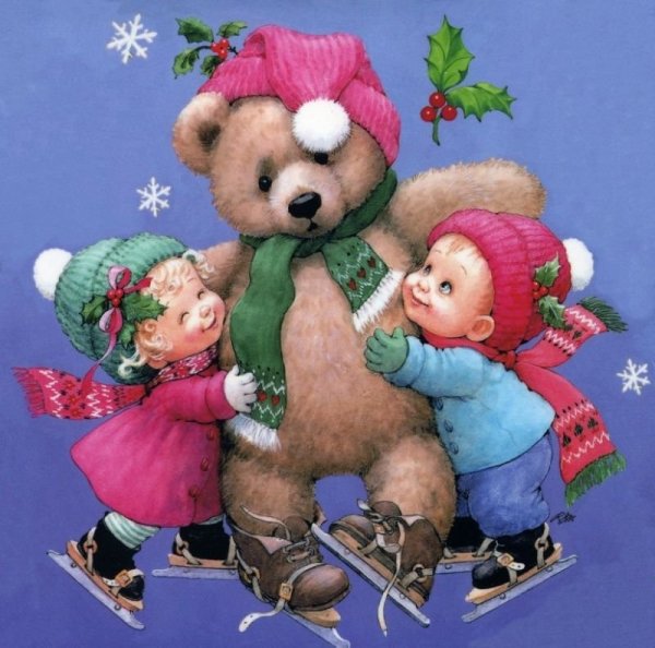 Новогодние открытки с медвежатами