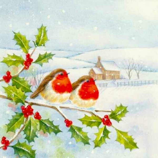 Новогодние открытки с птичками