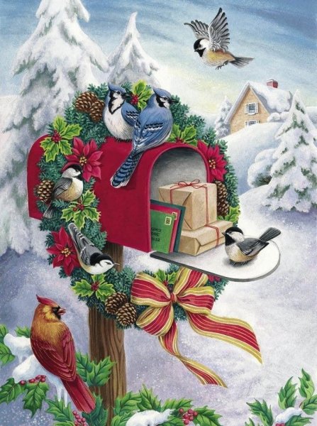 Новогодние открыточки с птичками