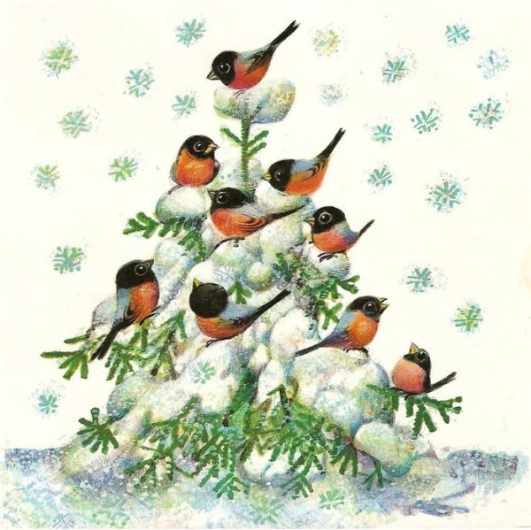 Птички на елке новогодней