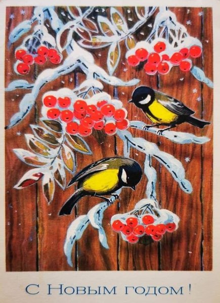 Новогодние открытки с птичками