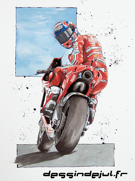 Мотоцикл рисунок акварелью
