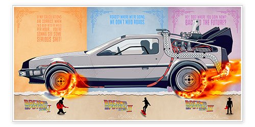 Назад в будущее Постер ДЕЛОРЕАН