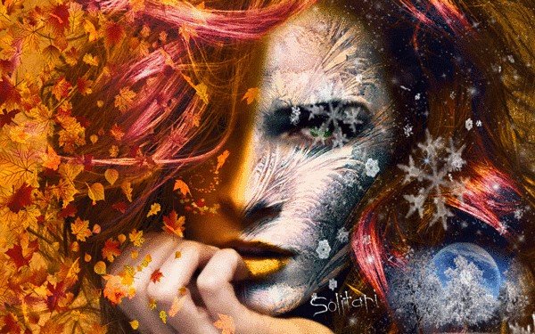 Девушка и осень абстракция