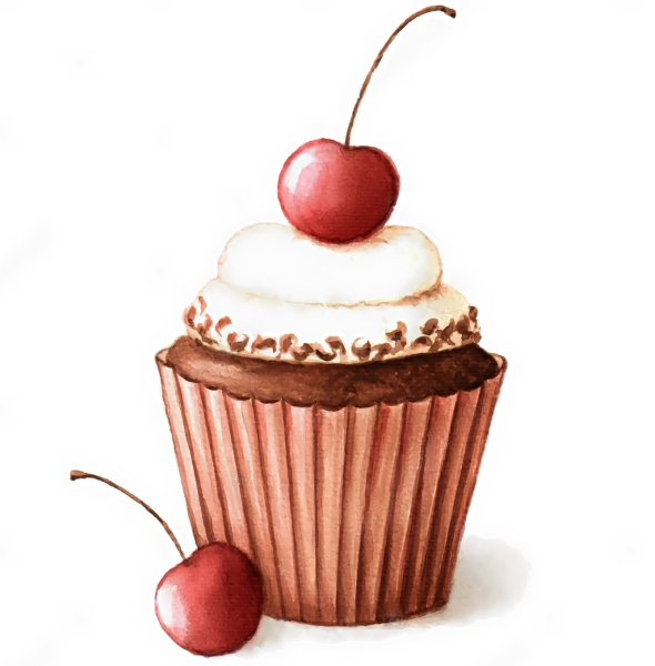 Вишенка на торте акварель