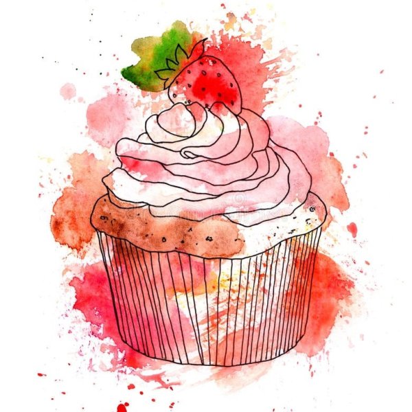 Пирожные торты в стиле акварель