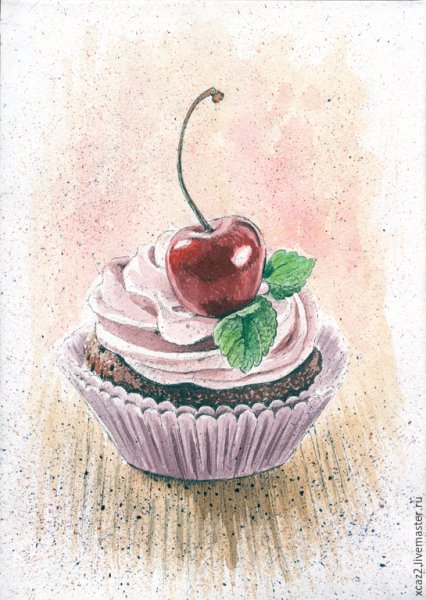 Пирожное акварелью