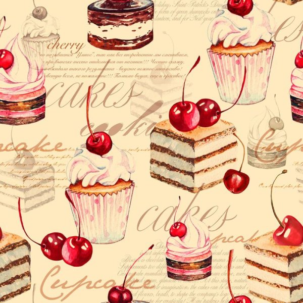 Фон с тортиками и пироженками