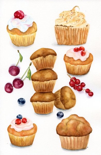 Яблочные кексы рисунок