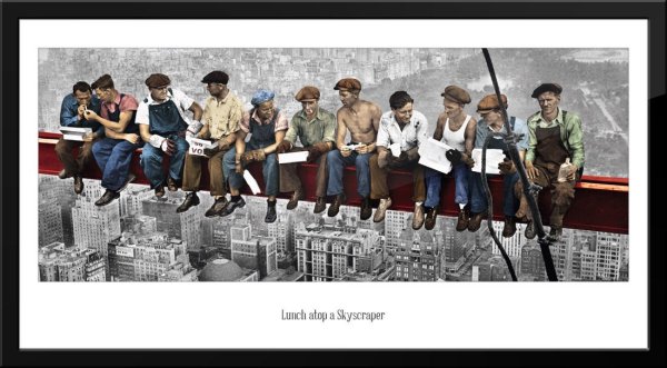 Картина рабочие обедают на высоте