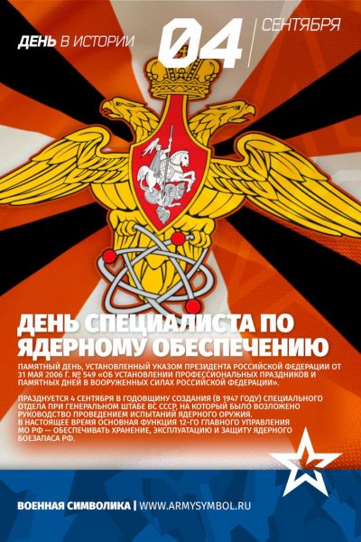 4 Сентября день специалиста по ядерному обеспечению России