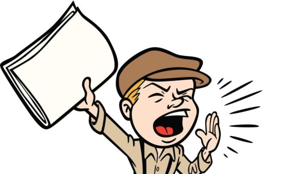 Мультяшный мальчик с газетой