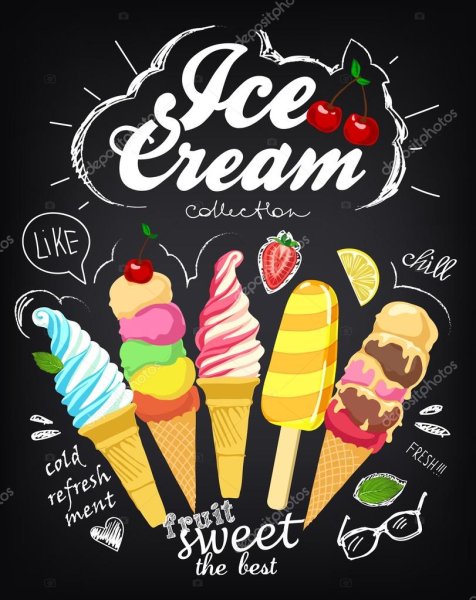 Реклама мороженого плакат