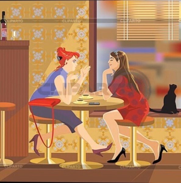 Посиделки в кафе рисунок