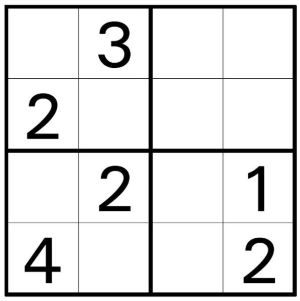Судоку 4 на 4 для детей