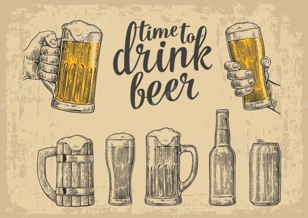 Плакат с кружкой пива в стиле
