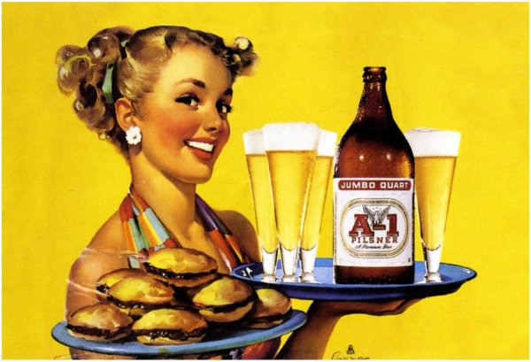 Реклама пива в стиле пин ап
