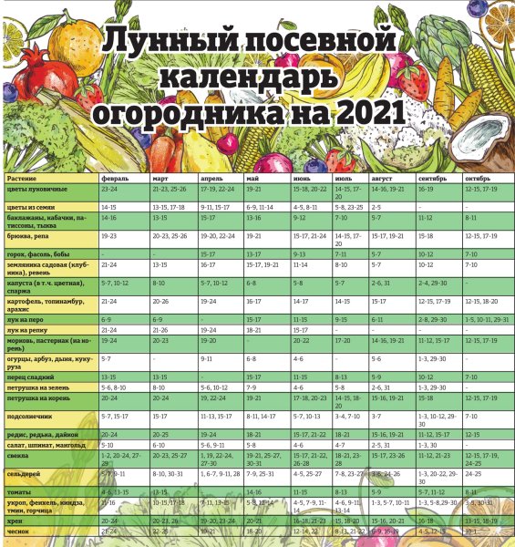 Лунный календарь на 2021 год садовода и огородника