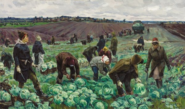Уборка урожая художник Василий Михайлович Каратай