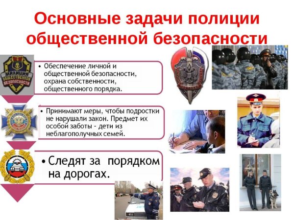 Основные задачи полиции общественной безопасности