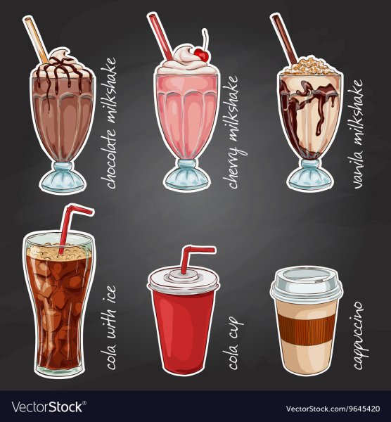 Молочные коктейли меню на доске