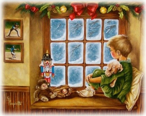 Рождество мальчик у окна