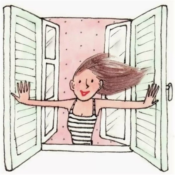 Девочка открывает окно