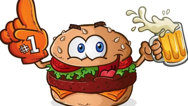Мультяшный бургер с руками