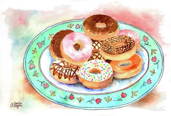 Тарелка с булочками рисунок