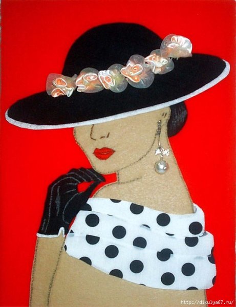 Аппликация девушка в шляпке